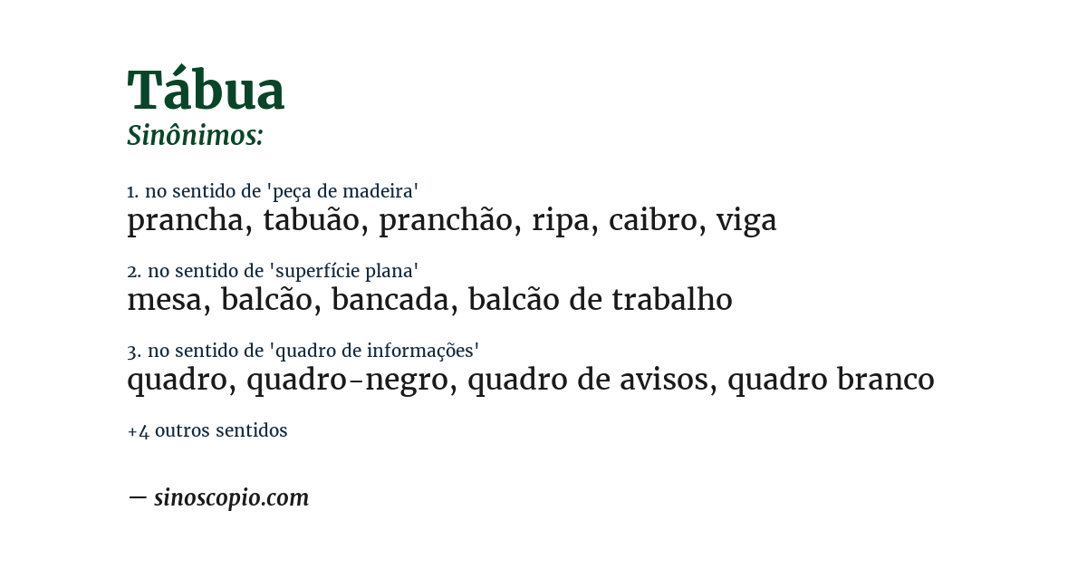 Sinônimo de tábua