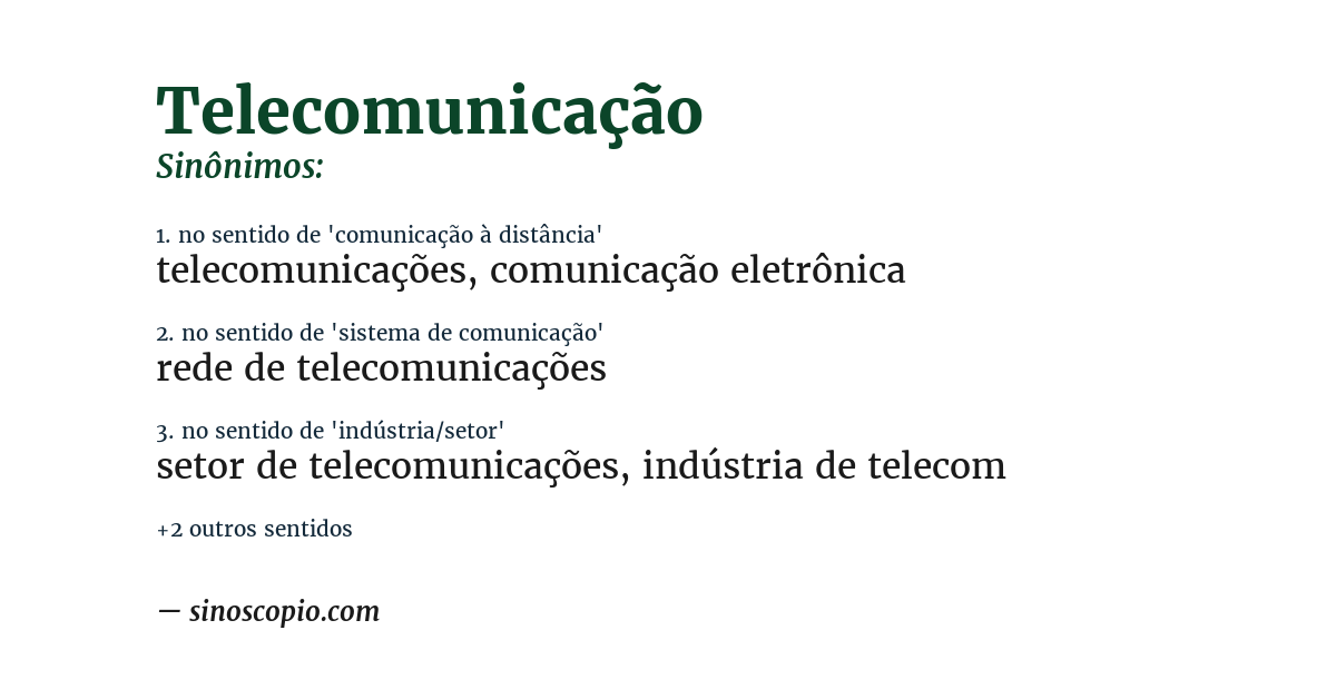 Sinônimo de telecomunicação