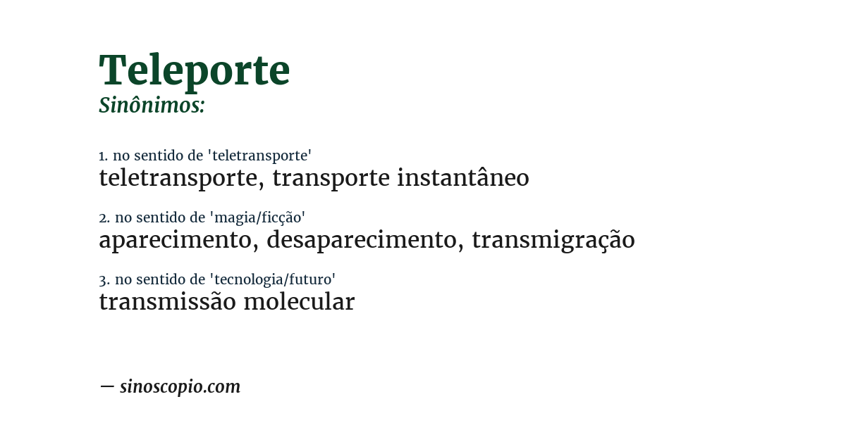 Sinônimo de teleporte