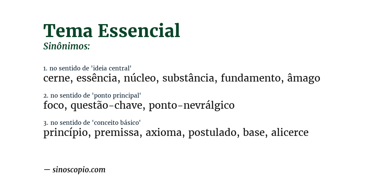 Sinônimo de tema essencial