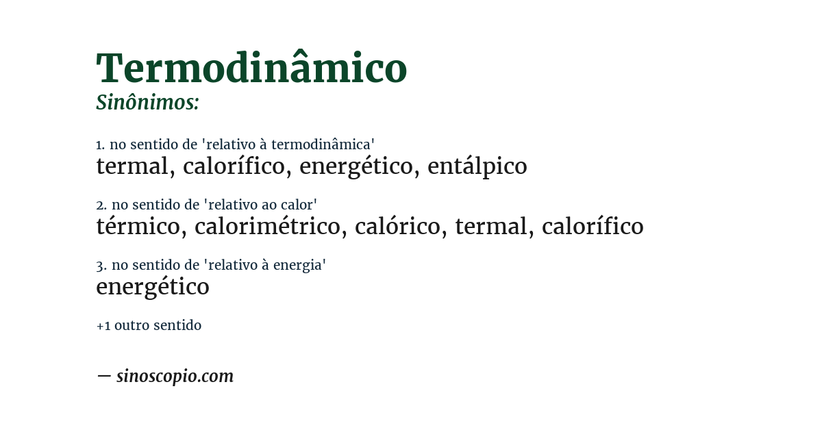 Sinônimo de termodinâmico