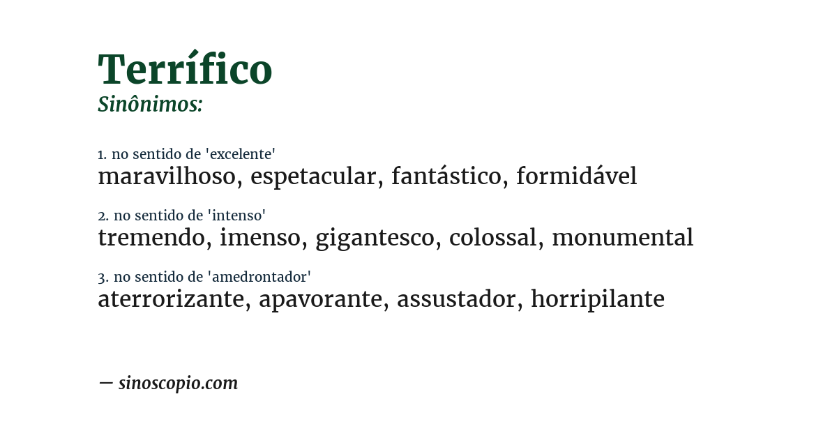 Sinônimo de terrífico