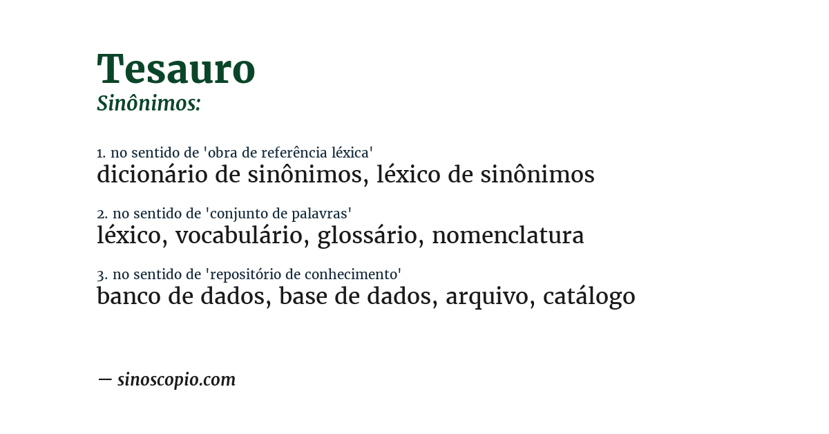 Sinônimo de tesauro