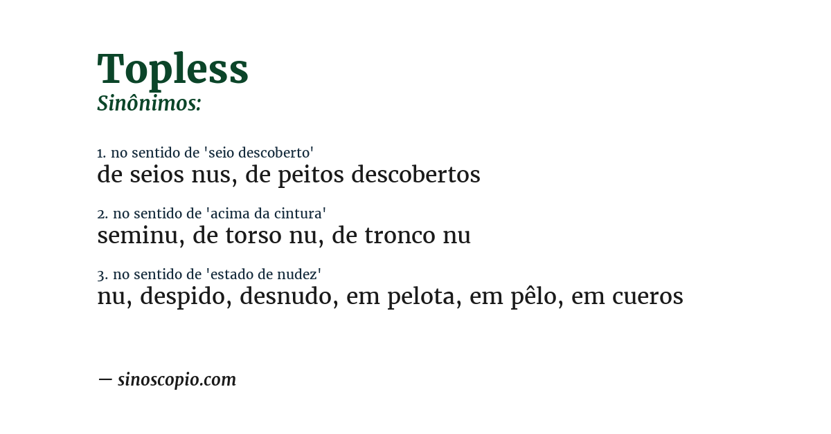 Sinônimo de topless