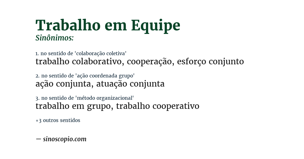 Sinônimo de trabalho em equipe