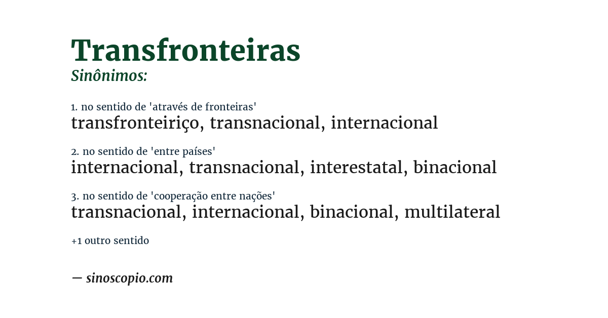 Sinônimo de transfronteiras