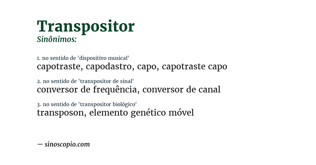 Sinônimo de transpositor