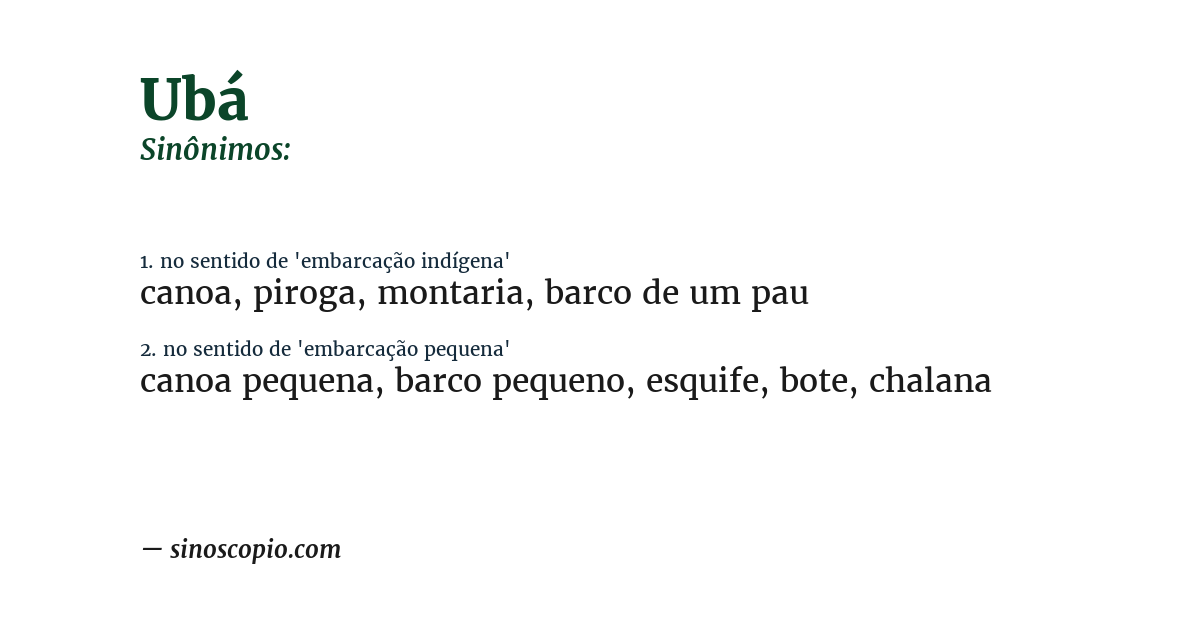 Sinônimo de ubá