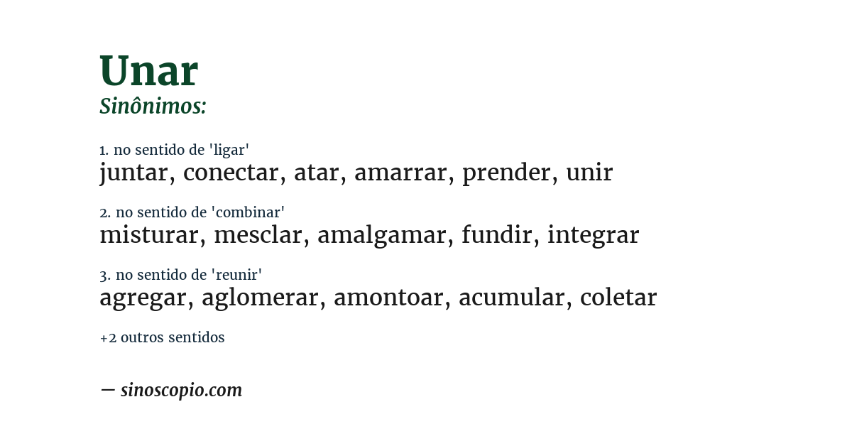 Sinônimo de unar