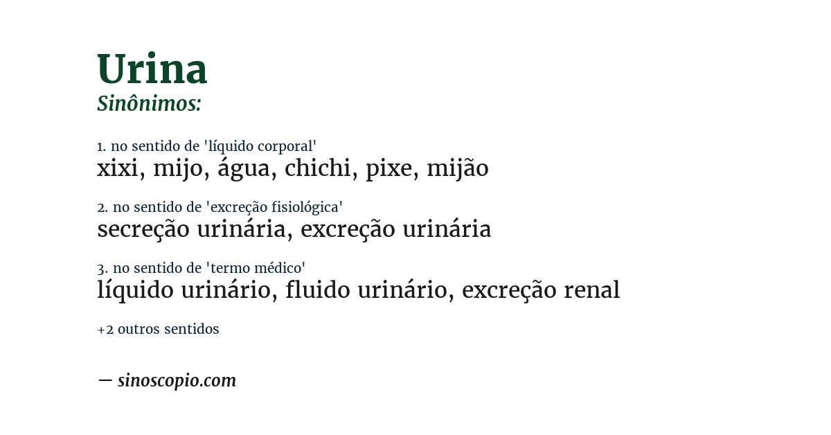 Sinônimo de urina