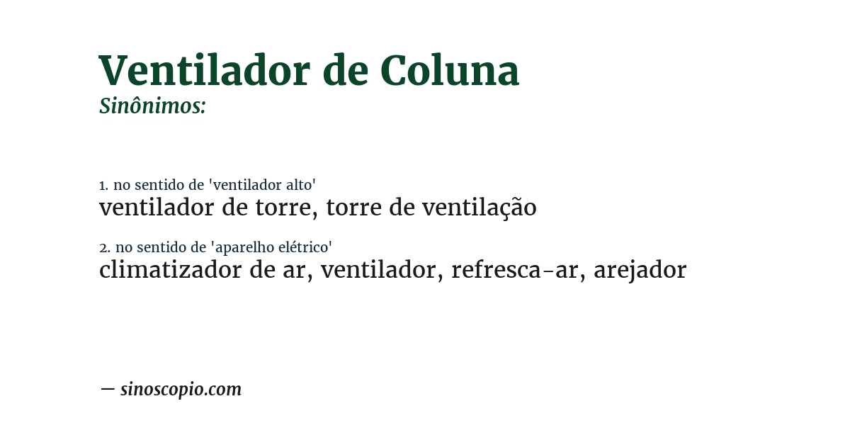 Sinônimo de ventilador de coluna