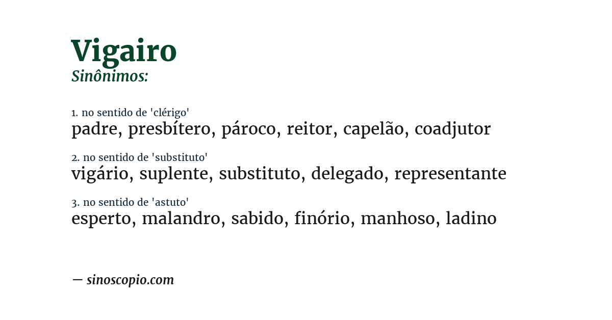 Sinônimo de vigairo