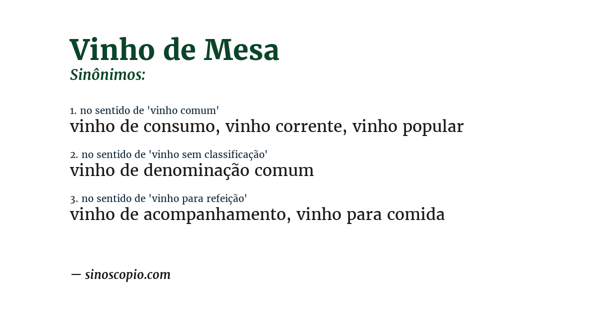 Sinônimo de vinho de mesa