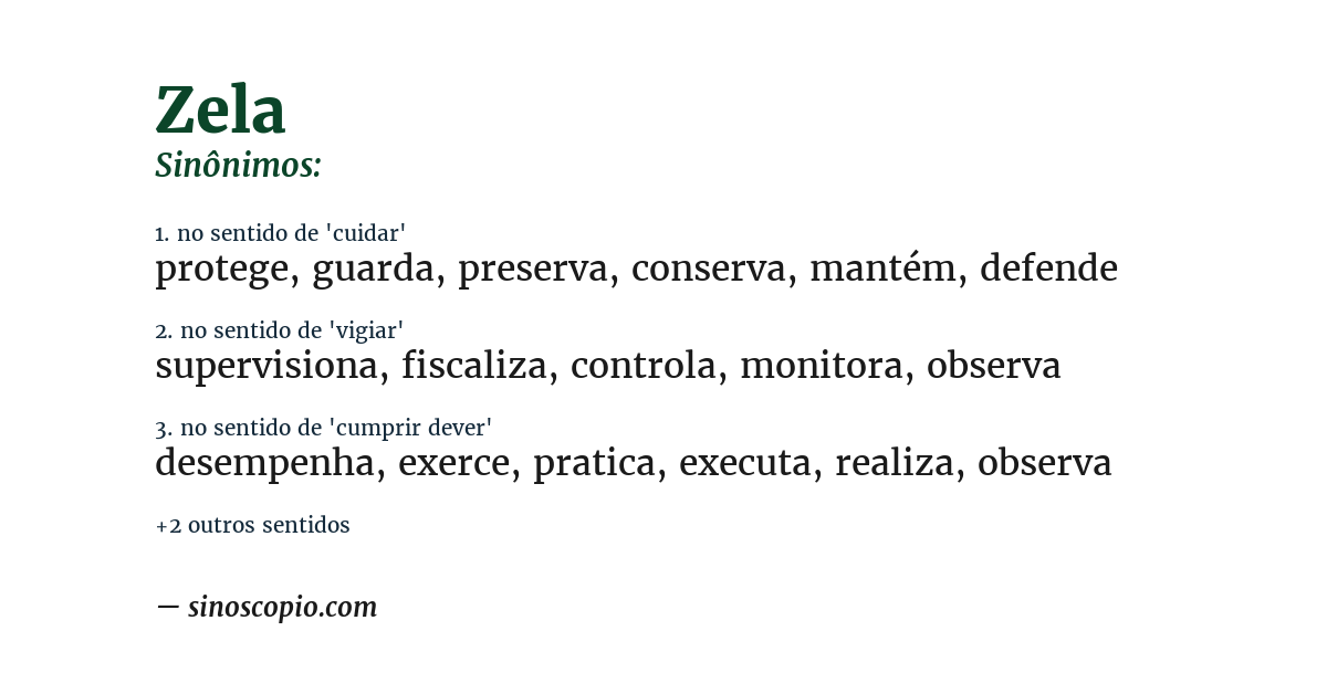 Sinônimo de zela