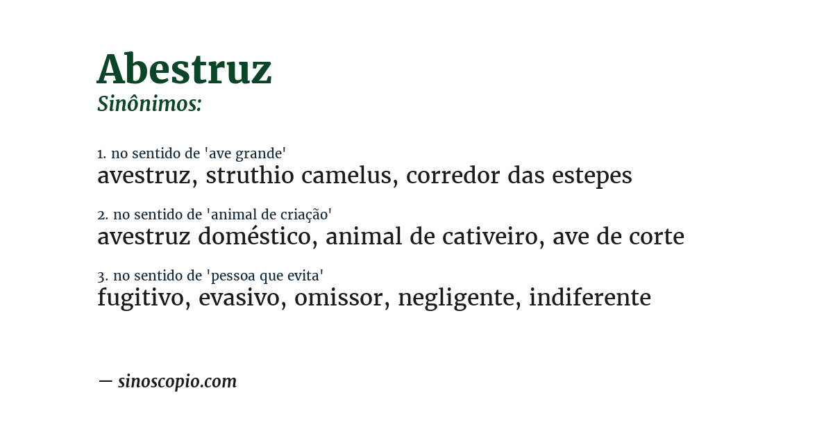 Sinônimo de abestruz