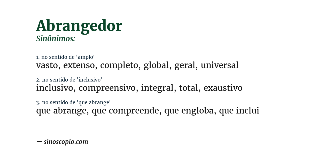 Sinônimo de abrangedor