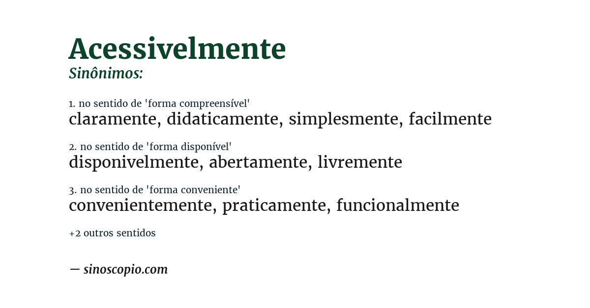 Sinônimo de acessivelmente
