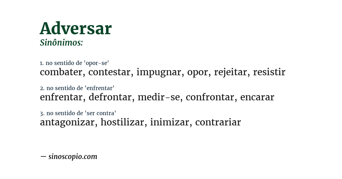 Sinônimo de adversar