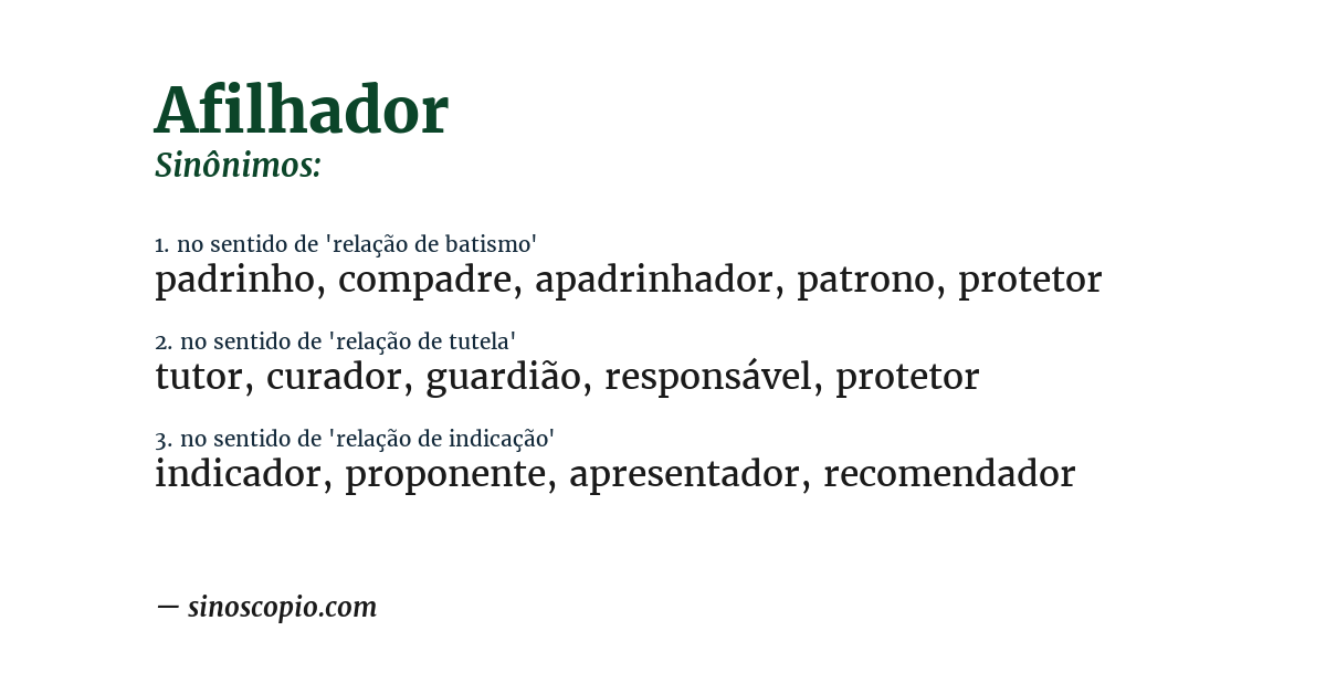 Sinônimo de afilhador