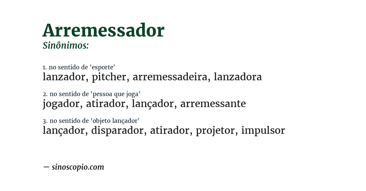 Sinônimo de arremessador