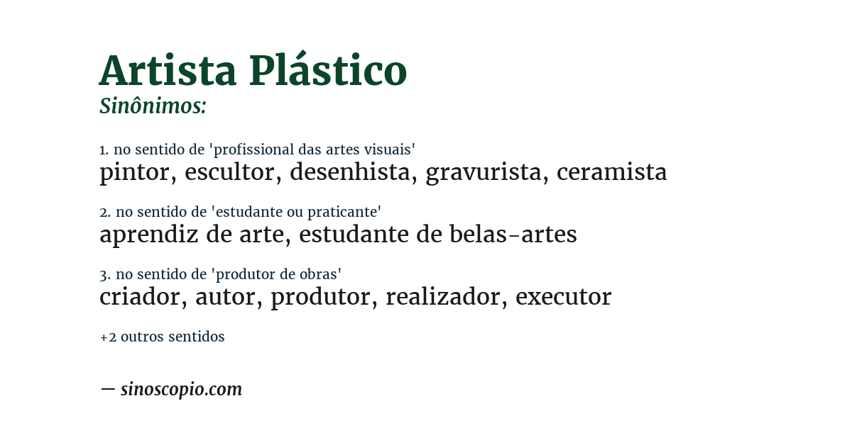 Sinônimo de artista plástico