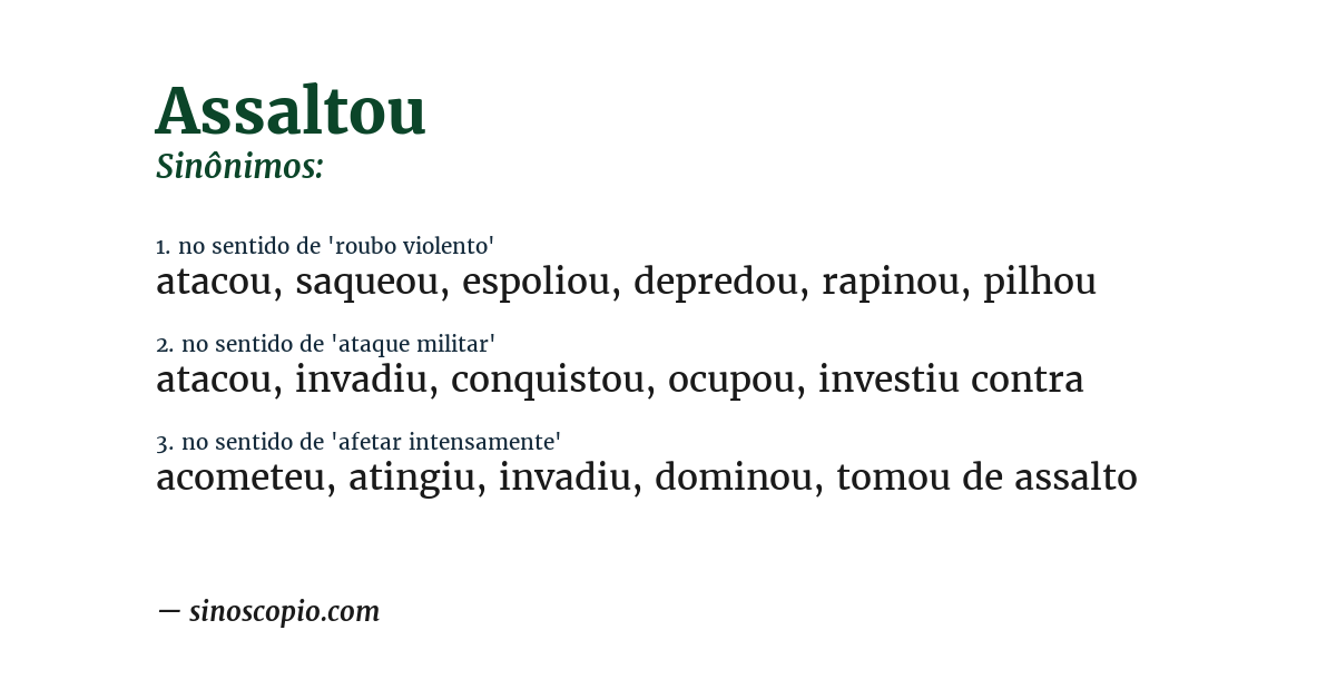 Sinônimo de assaltou