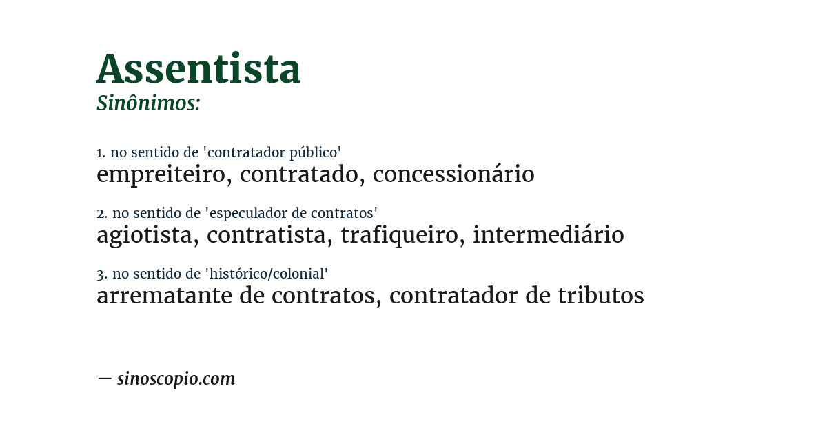 Sinônimo de assentista