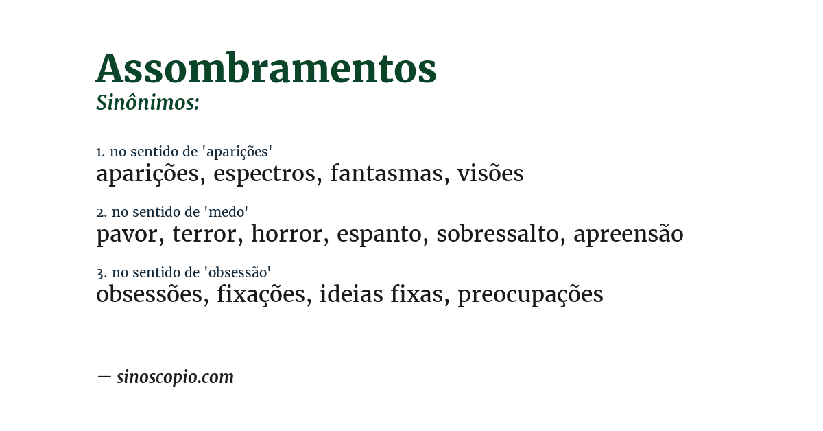 Sinônimo de assombramentos