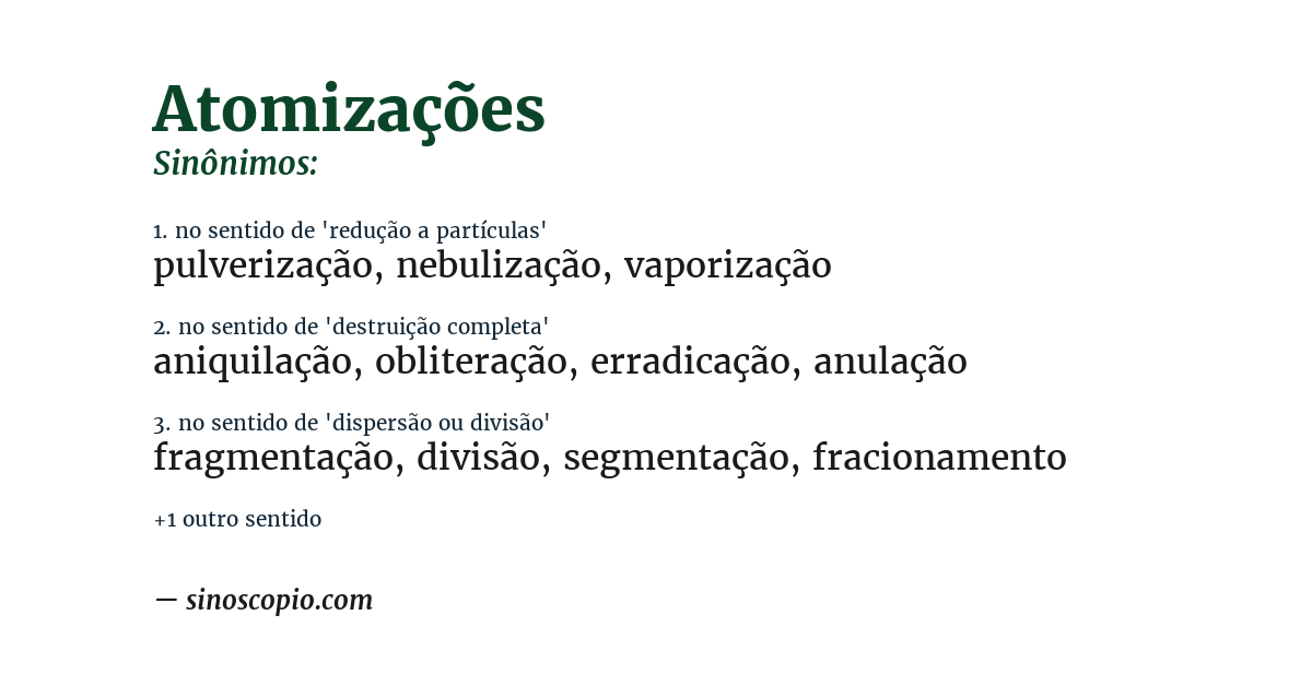 Sinônimo de atomizações
