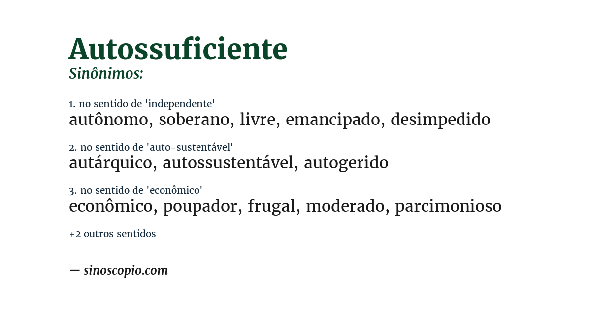 Sinônimo de autossuficiente