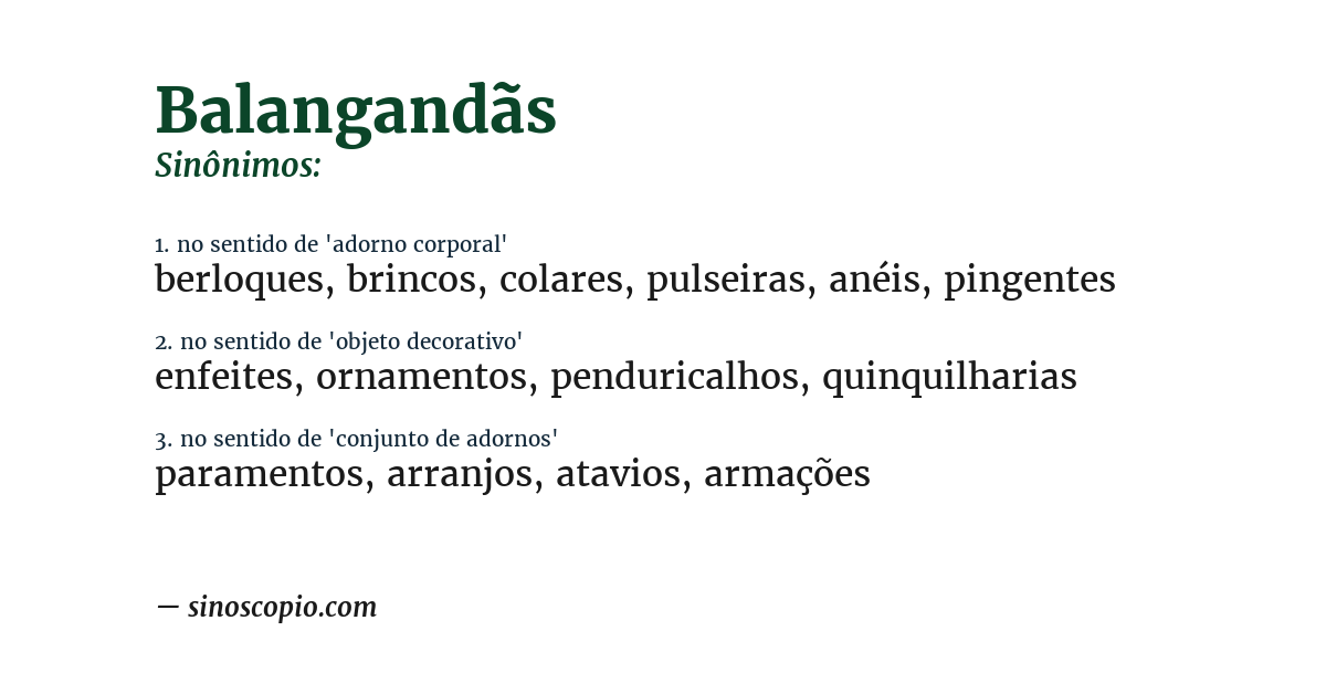 Sinônimo de balangandãs