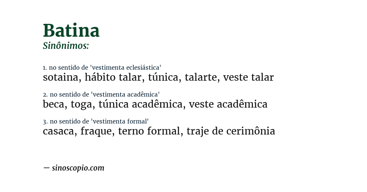 Sinônimo de batina
