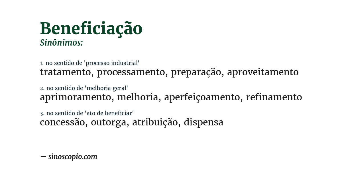 Sinônimo de beneficiação