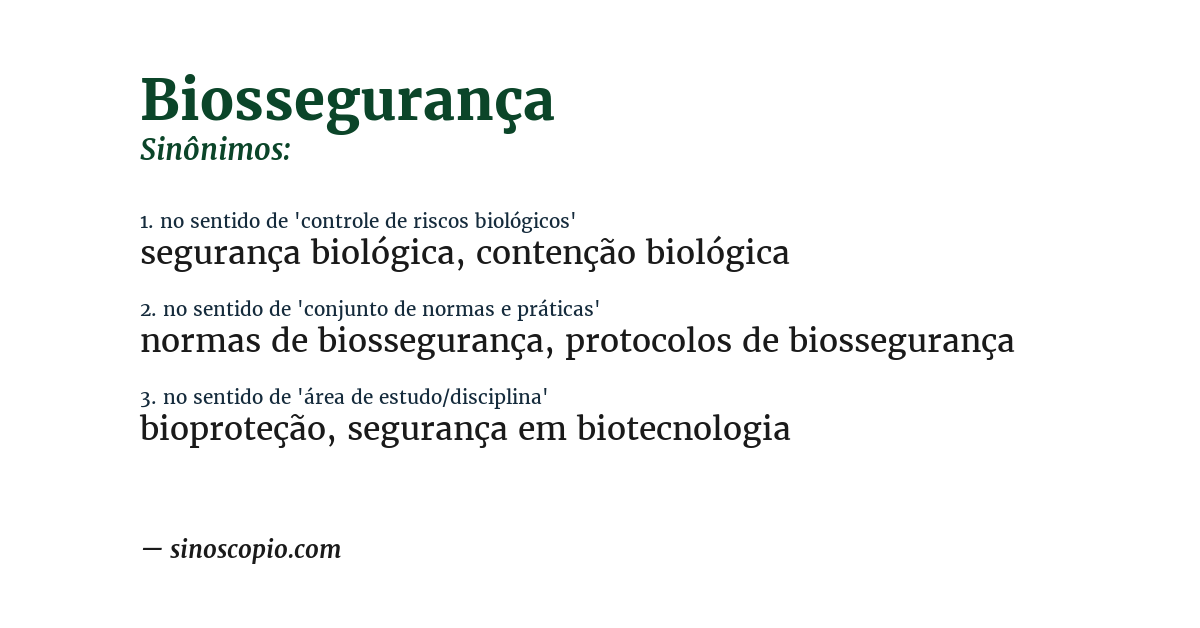 Sinônimo de biossegurança