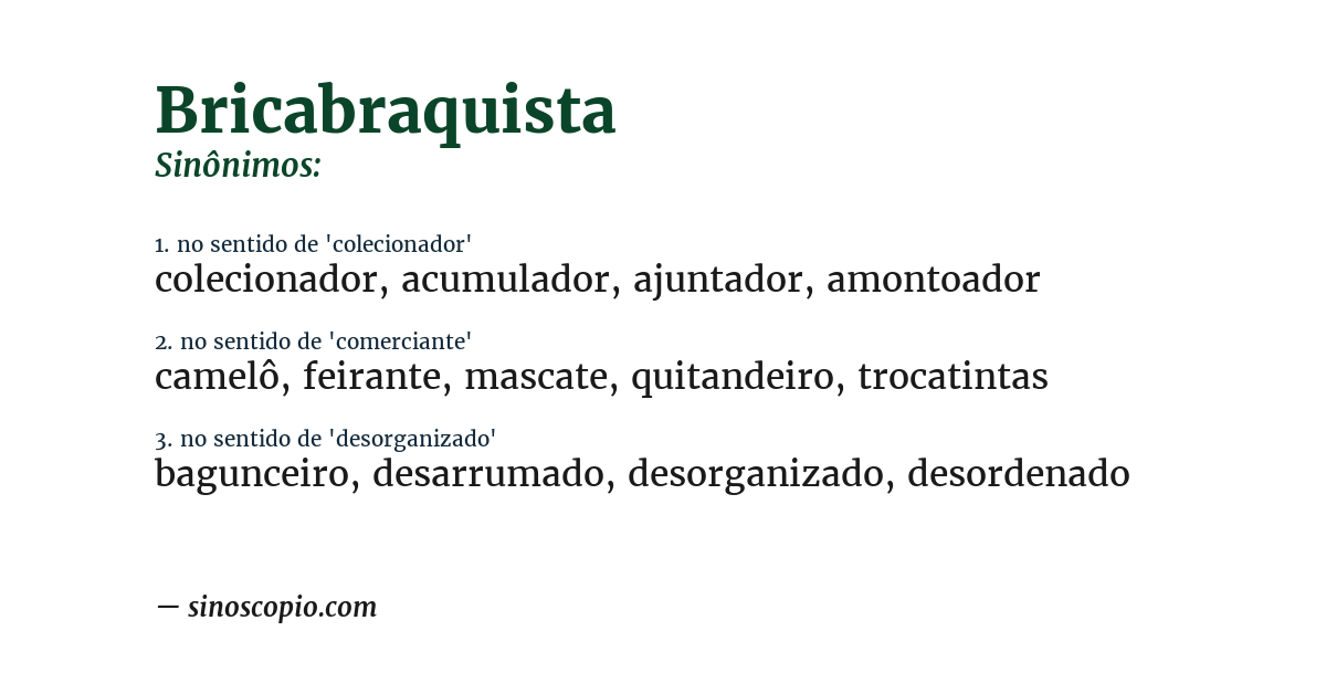 Sinônimo de bricabraquista