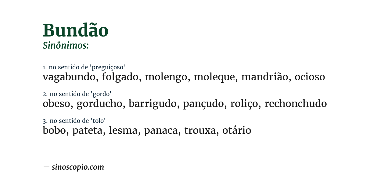 Sinônimo de bundão