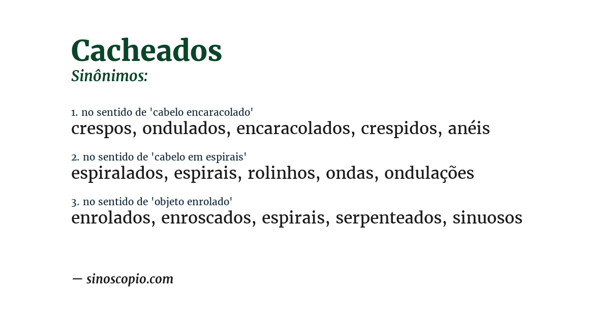 Sinônimo de cacheados