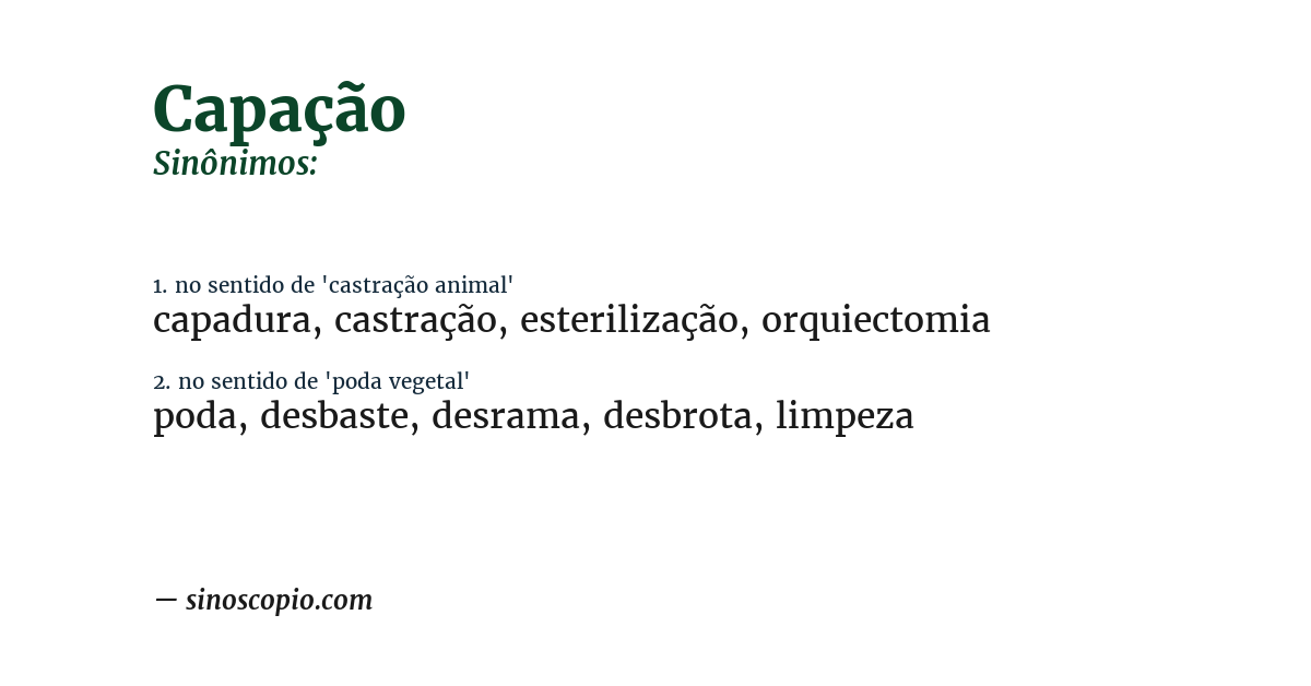 Sinônimo de capação