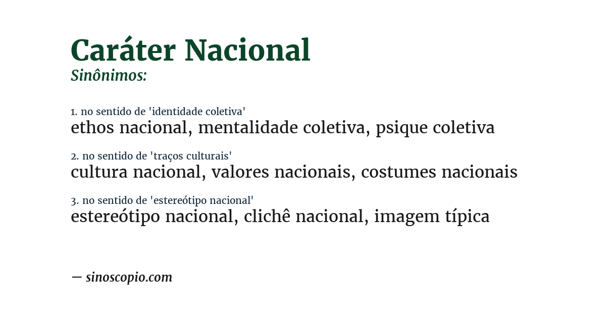 Sinônimo de caráter nacional