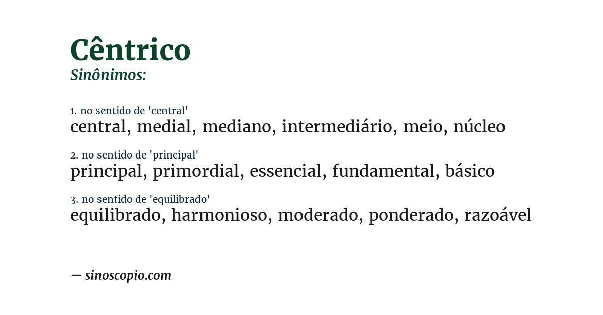 Sinônimo de cêntrico
