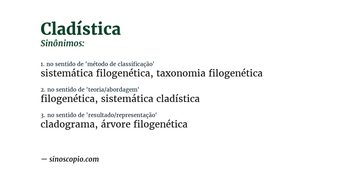 Sinônimo de cladística