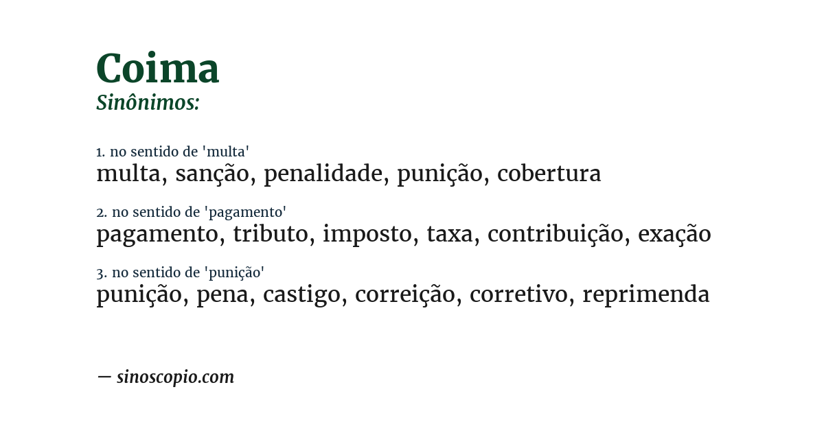 Sinônimo de coima