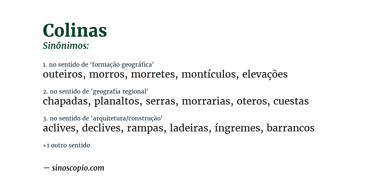 Sinônimo de colinas