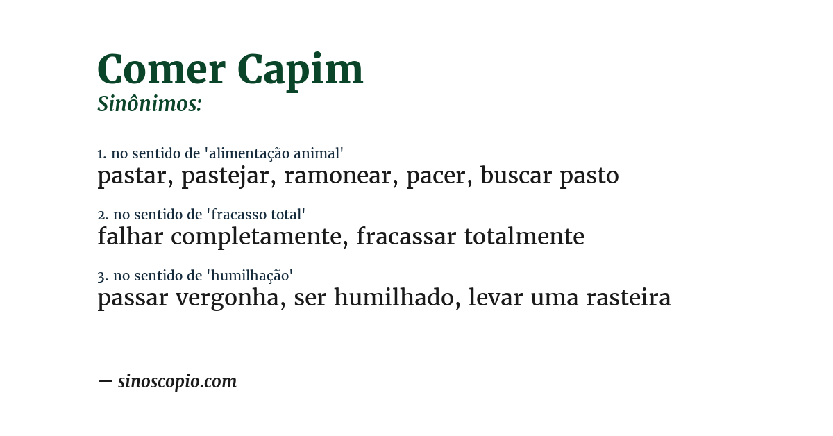 Sinônimo de comer capim