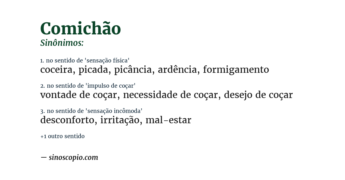 Sinônimo de comichão