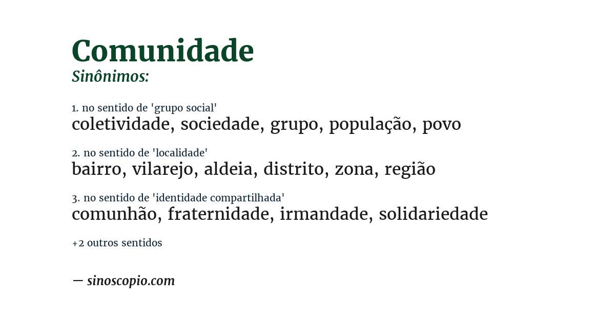 Sinônimo de comunidade