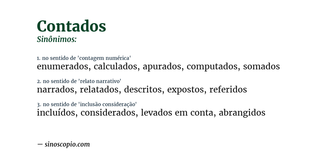 Sinônimo de contados