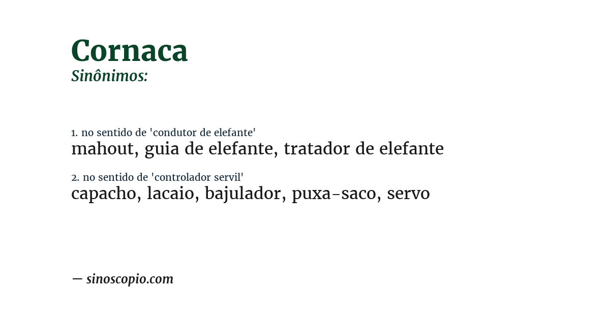 Sinônimo de cornaca