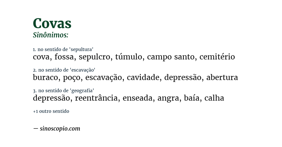 Sinônimo de covas
