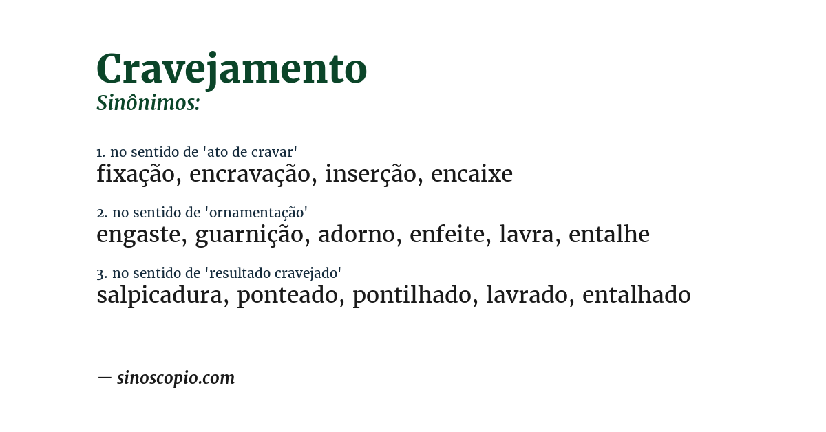 Sinônimo de cravejamento
